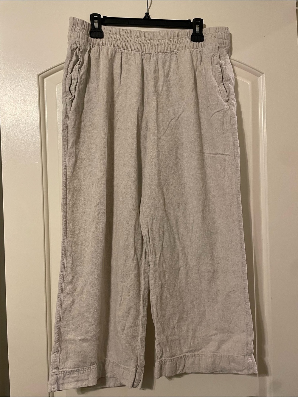 Old Navy High-rise Wide Leg Linen Blend Cream Pants Women's SZ L
